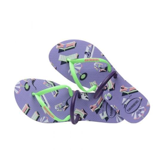 Imagem de Sandália havaianas feminina flat duo vibes roxo paisley 33/34