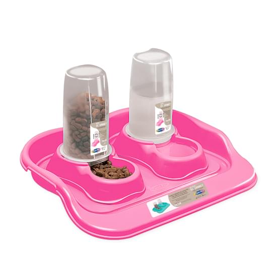 Imagem de Plast pet bebedouro e comedouro flex gourmet tamanho m rosa