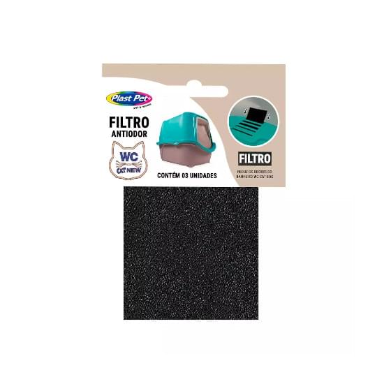 Imagem de Plast pet filtro anti-odor carvão ativado wc cat new com 3 unidades