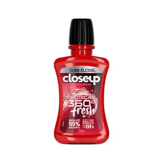 Imagem de Enxaguante bucal antisséptico sem álcool red hot closeup proteção 360° fresh 250ml