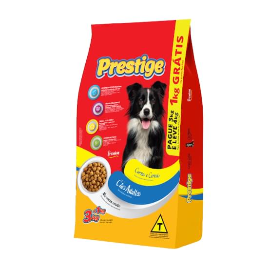 Imagem de Prestige ração para cães adultos leve 4kg e pague 3kg