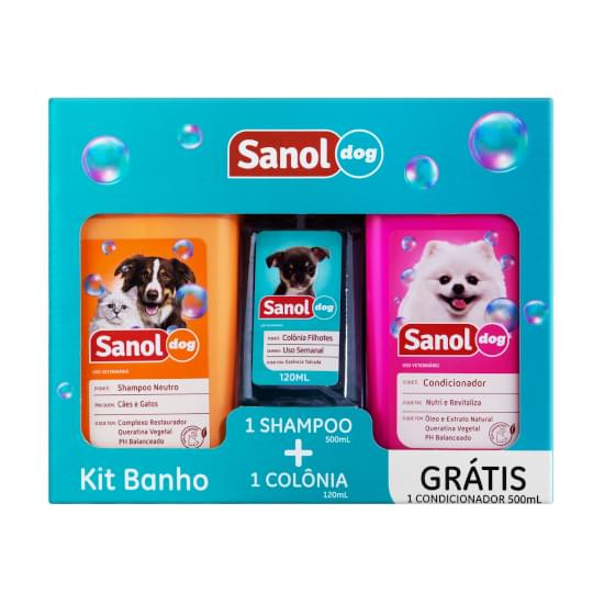 Imagem de Sanoldog kit banho shampoo 500ml + condicionador 500 ml + colonia 120ml