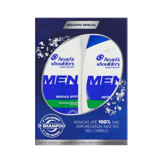 Imagem de Kit shampoo anticaspa menthol sport head & shoulders men frasco 2 unidades 200ml cada