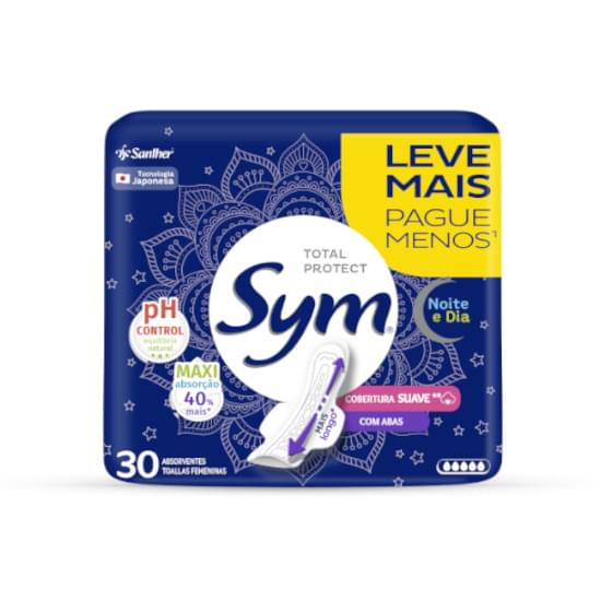 Imagem de Absorvente com abas noite e dia total protect suave sym | com 30 unidades leve mais pague menos