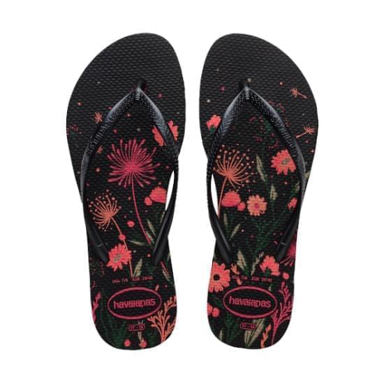 Imagem de Sandália havaianas feminina slim organic preto/rosa 33/34