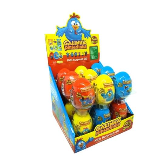 Imagem de Kids zone brinquedos com surpresa e partilhas eggs 3d galinha pintadinha com 18 unidades