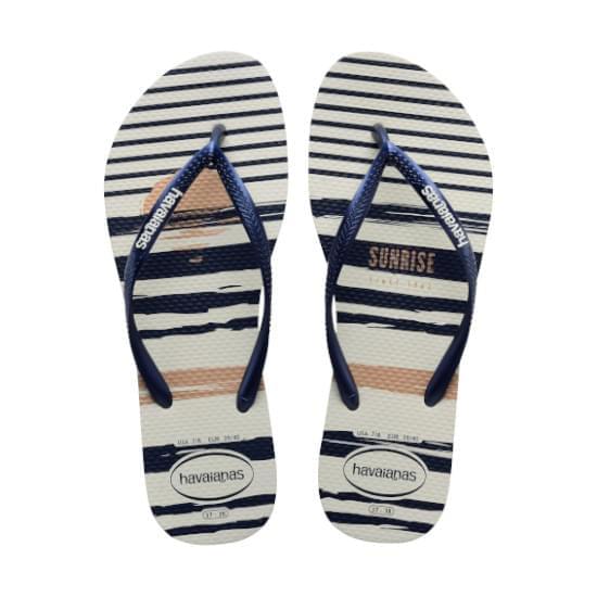 Imagem de Sandália havaianas feminina slim nautical branco/marinho/branco 33/34