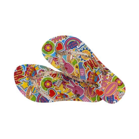 Imagem de Sandália havaianas kids slim fashion branco/branco 35/36