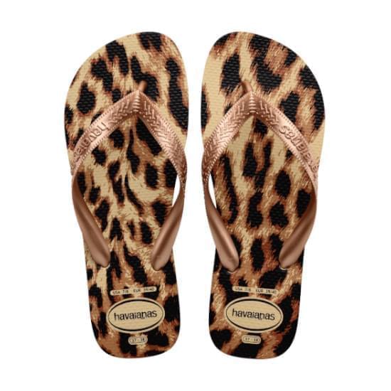 Imagem de Sandália havaianas feminina top animals areia/rose gold/rose gold 33/34