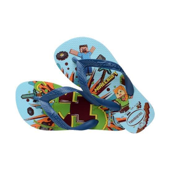 Imagem de Sandalia havaianas infantil kids minecraft branco/azul comfy 25/26