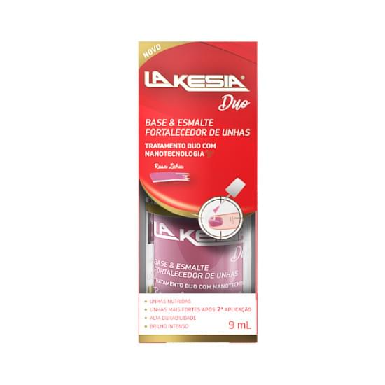 Imagem de Base e esmalte fortalecedor de unhas lakesia duo rosa lichia 9ml