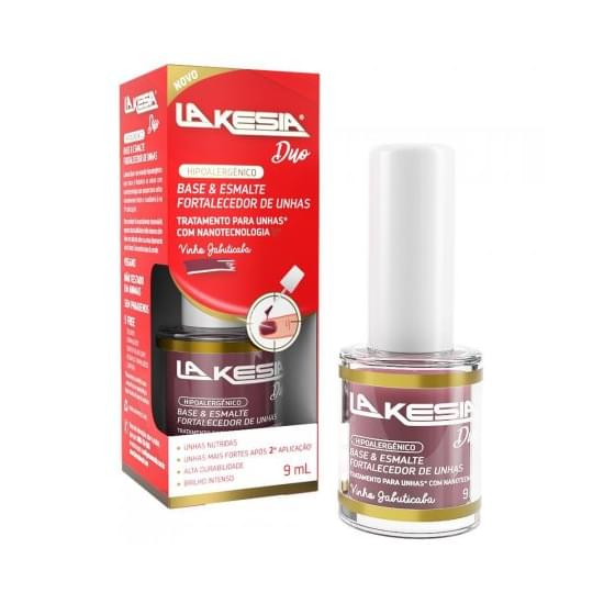 Imagem de Base e esmalte fortalecedor de unhas lakesia duo vinho jabuticaba 9ml