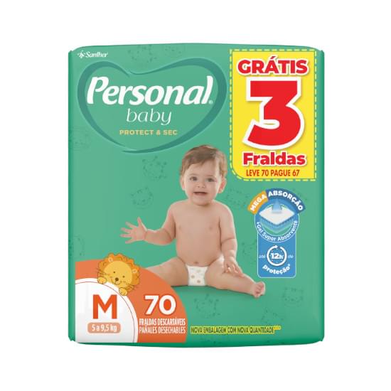 Imagem de Fralda infantil personal baby hiper tamanho m | leve 70 pague 67 unidades