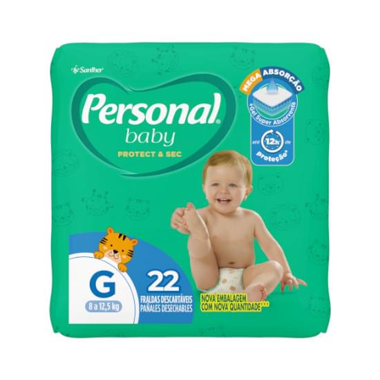 Imagem de Fralda infantil personal baby protect&sec jumbo tamanho g | com 22 unidades