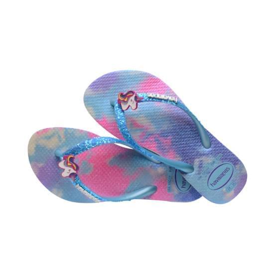 Imagem de Sandália havaianas feminina kids slim glitter ii branco/azul water 31/32