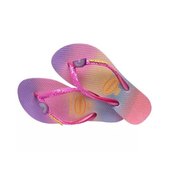 Imagem de Sandália havaianas feminina kids slim glitter ii pink lemonade/rosa flux 25/26