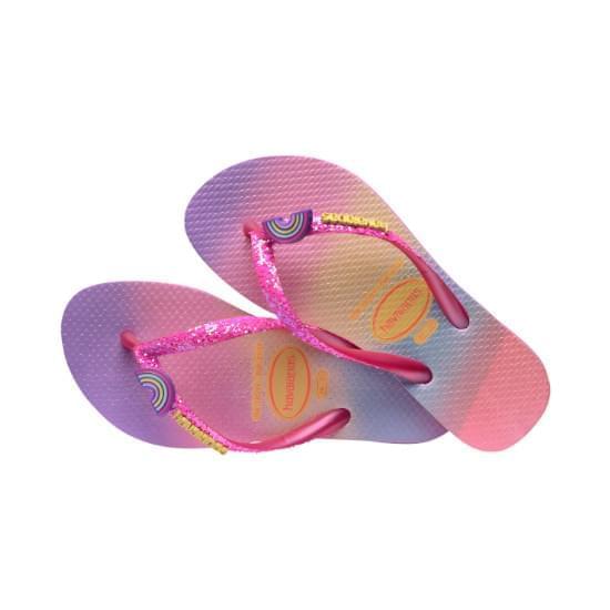 Imagem de Sandália havaianas feminina kids slim glitter ii pink lemonade/rosa flux 27/28