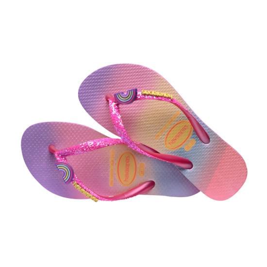 Imagem de Sandália havaianas feminina kids slim glitter ii pink lemonade/rosa flux 35/36