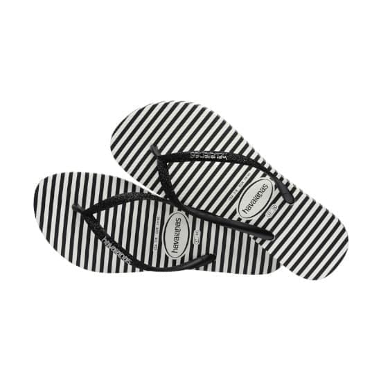 Imagem de Sandália havaianas feminina slim glitter stripes branco/preto 39/40