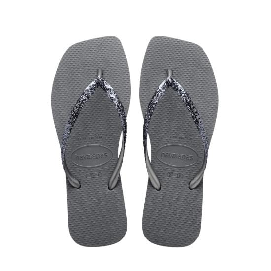 Imagem de Sandália havaianas feminina slim square glitter ii cinza aço 35/36