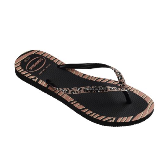 Imagem de Sandália havaianas feminina slim animals fashion preto 35/36