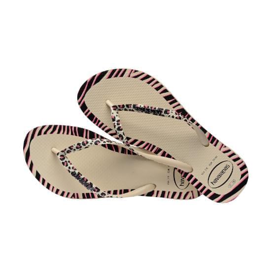 Imagem de Sandália havaianas feminina slim animals fashion bege palha 33/34