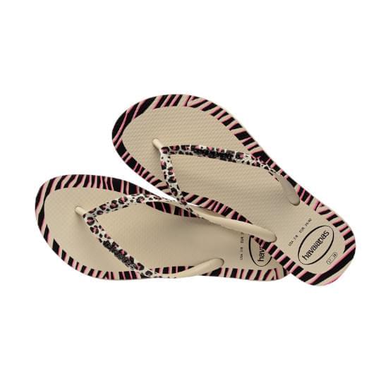 Imagem de Sandália havaianas feminina slim animals fashion bege palha 35/36