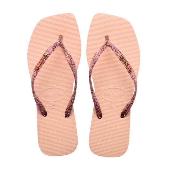 Imagem de Sandália havaianas feminina slim  square logo metallic rosa ballet 39/40