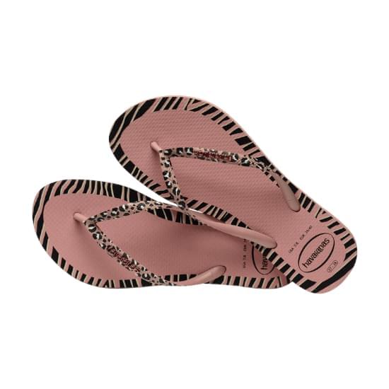 Imagem de Sandália havaianas feminina slim animals fashion rosa crocus 35/36