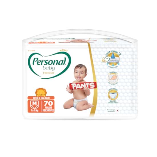 Imagem de Fralda infantil pants personal baby premium tamanho hiper m com 70 unidades