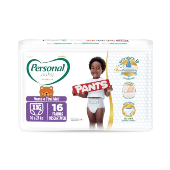 Imagem de Fralda infantil pants personal baby premium tamanho jumbo xxg com 16 unidades