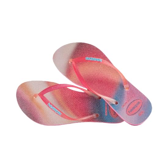 Imagem de Sandália havaianas feminina slim metalic rainbow pink lemonade 37/38