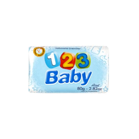 Imagem de Sabonete barra infantil azul cremoso 123 baby 80g