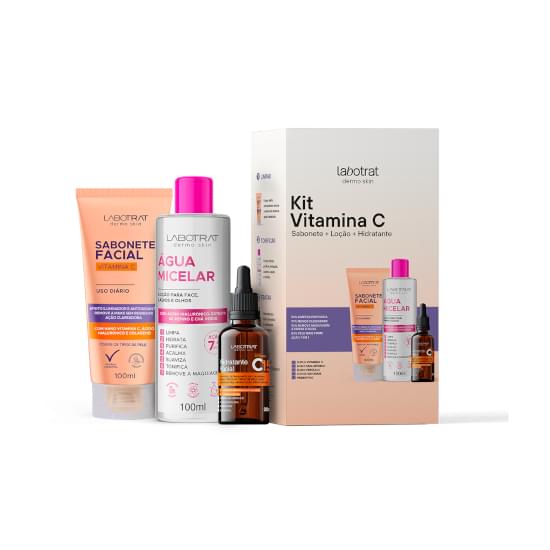 Imagem de Kit facial vitamina-c labotrat sabonete + loção + hidratante