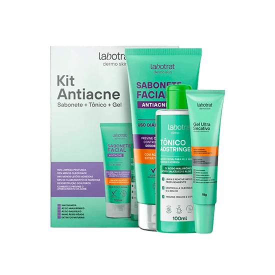 Imagem de Kit facial antiacne labotrat sabonete + tônico + gel