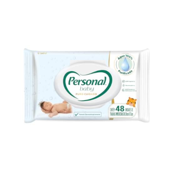 Imagem de Toalha umedecida sem perfume personal baby puro cuidado pacote com 48 unidades