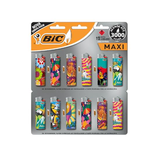 Imagem de Isqueiro bic maxi collection cores sortidas | cartela com 12 unidades