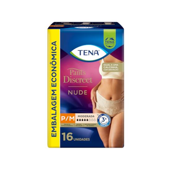 Imagem de Calcinha descartável tena pants discreet nude p/m com 16 unidades