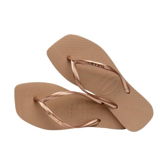 Imagem de Sandália havaianas feminina slim  square logo metallic rose gold/rose gold 33/34