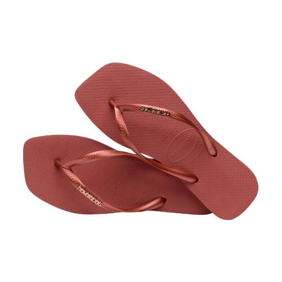 Imagem de Sandália havaianas feminina slim  square logo metallic mogno 37/38