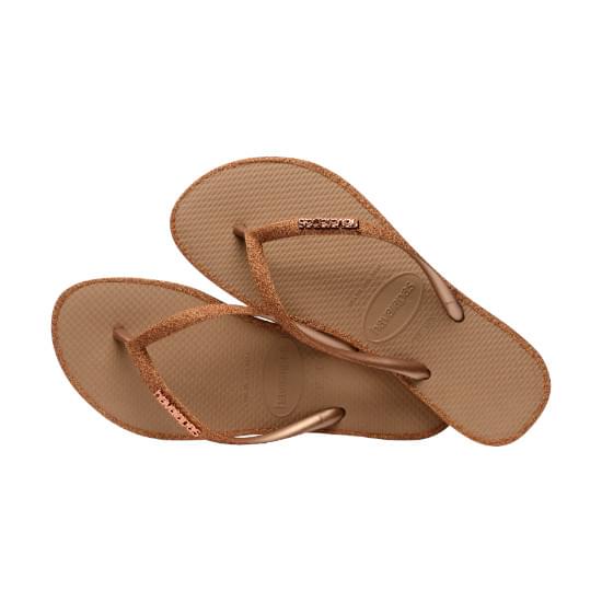 Imagem de Sandália havaianas feminina slim glitter contour rose gold 33/34