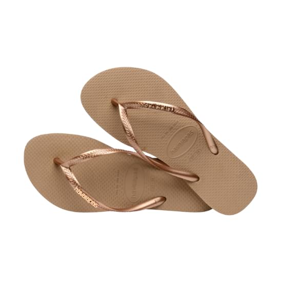 Imagem de Sandálias havaianas feminina slim logo metallic rose gold  33/34