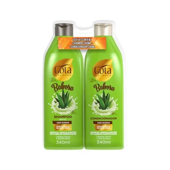 Imagem de Kit gota dourada shampoo e condicionador babosa com extrato de aloe vera 340ml cada