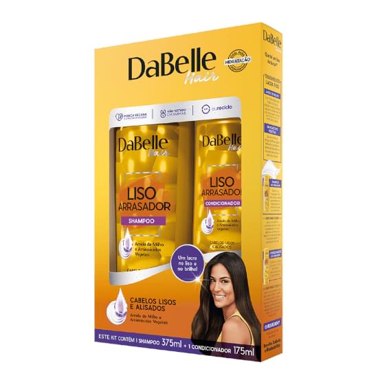 Imagem de Kit shampoo 375ml + condicionador 175ml dabelle hair liso arrasador