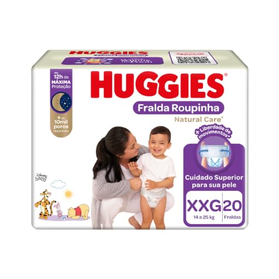 Imagem de Fralda infantil huggies roupinha natural care tamanho xxg mega | com 20 unidades