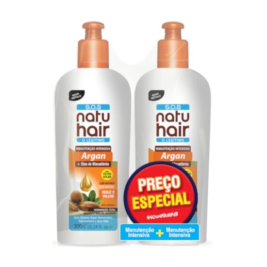 Imagem de Kit manutenção intensiva natu hair sos argan + macadâmia (300ml+300ml)