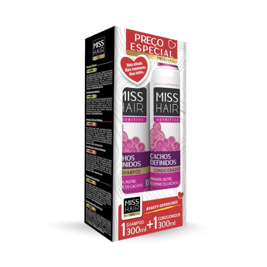 Imagem de Kit shampoo + condicionador miss hair cachos definidos 600ml