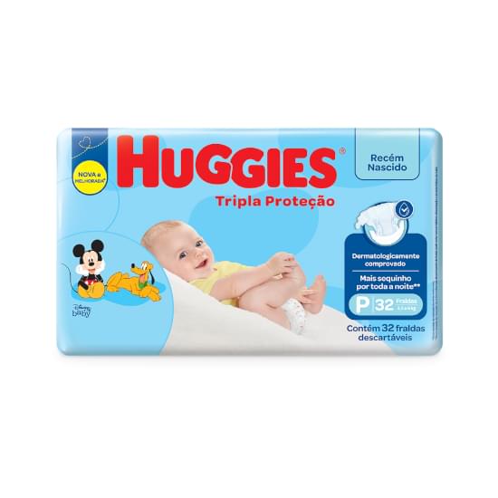 Imagem de Fralda infantil huggies tripla proteção tamanho p jumbo | com 32 unidades