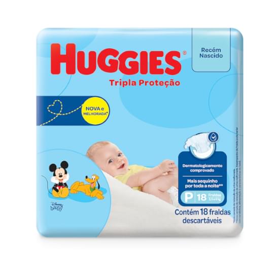 Imagem de Fralda infantil huggies tripla proteção tamanho p jumbinho | com 18 unidades