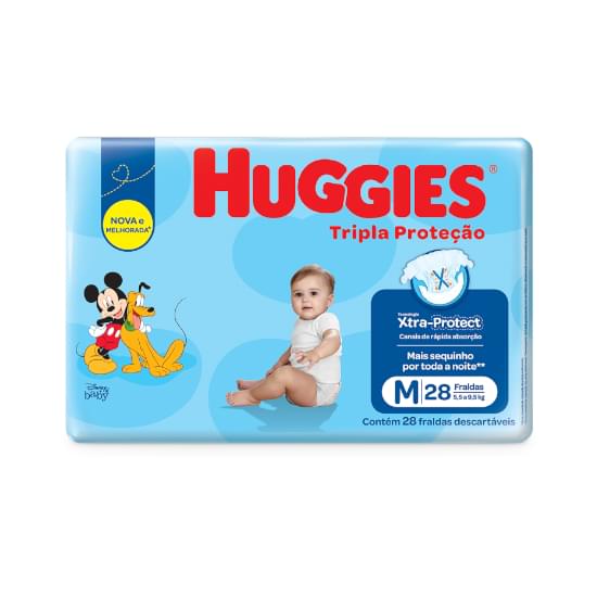 Imagem de Fralda infantil huggies tripla proteção tamanho m jumbo nova | com 28 unidades